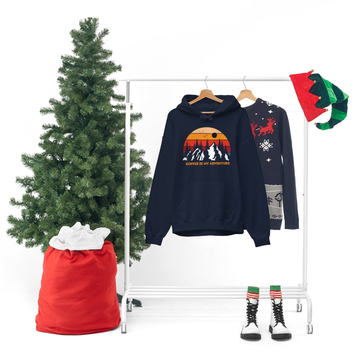 Adventure meets Coffee Hoodie: Unisex Heavy Blend Hooded Sweatshirt
