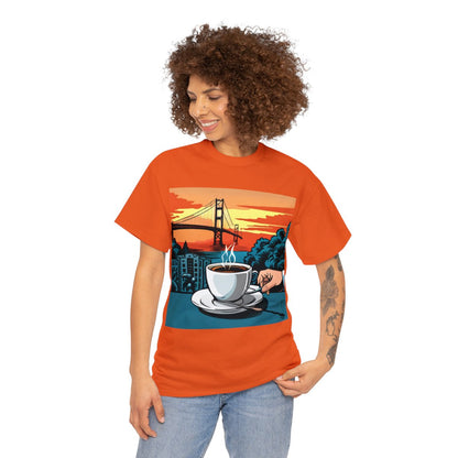 Golden Gate Bridge....and Coffee.......Unisex Heavy Cotton Tee