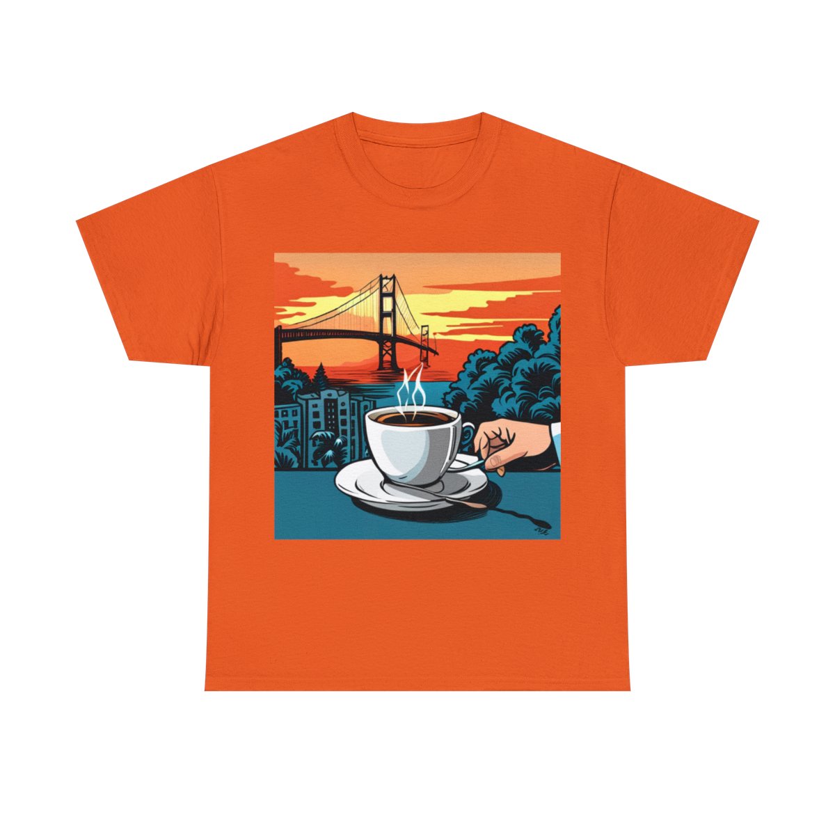 Golden Gate Bridge....and Coffee.......Unisex Heavy Cotton Tee