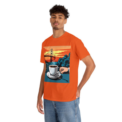 Golden Gate Bridge....and Coffee.......Unisex Heavy Cotton Tee