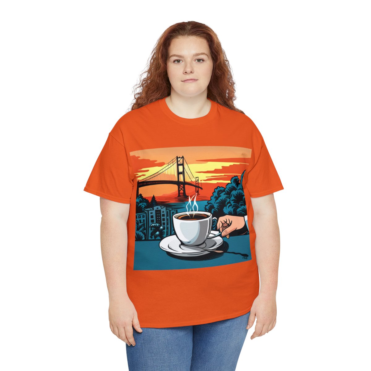 Golden Gate Bridge....and Coffee.......Unisex Heavy Cotton Tee