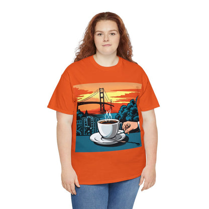 Golden Gate Bridge....and Coffee.......Unisex Heavy Cotton Tee