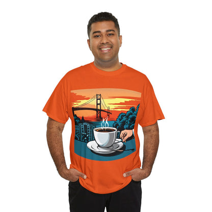 Golden Gate Bridge....and Coffee.......Unisex Heavy Cotton Tee