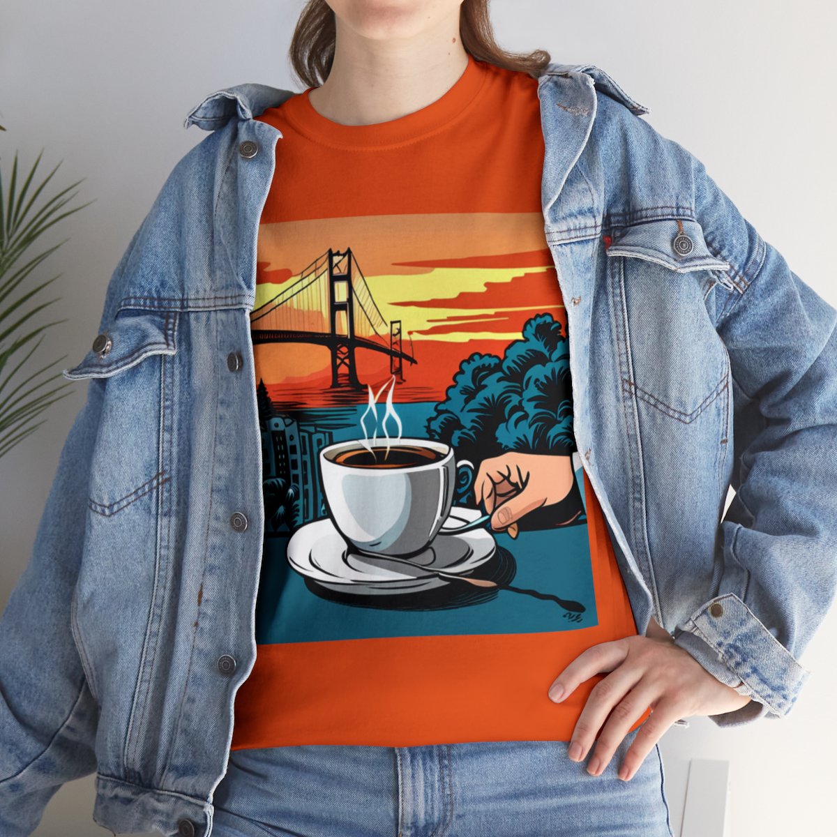 Golden Gate Bridge....and Coffee.......Unisex Heavy Cotton Tee