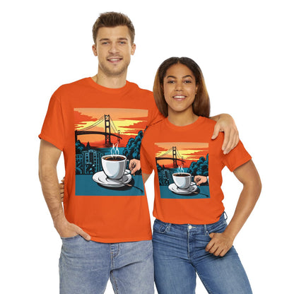 Golden Gate Bridge....and Coffee.......Unisex Heavy Cotton Tee