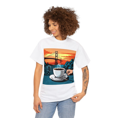 Golden Gate Bridge....and Coffee.......Unisex Heavy Cotton Tee