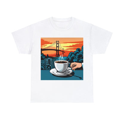 Golden Gate Bridge....and Coffee.......Unisex Heavy Cotton Tee