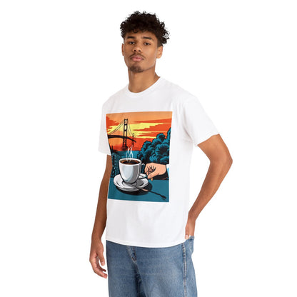 Golden Gate Bridge....and Coffee.......Unisex Heavy Cotton Tee