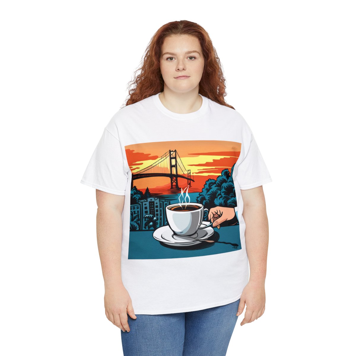 Golden Gate Bridge....and Coffee.......Unisex Heavy Cotton Tee