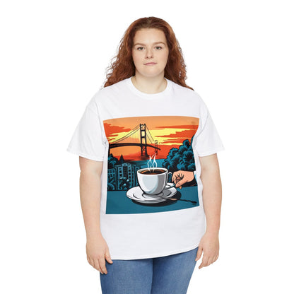 Golden Gate Bridge....and Coffee.......Unisex Heavy Cotton Tee