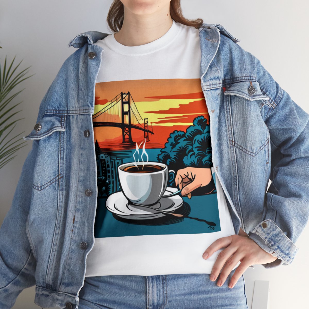Golden Gate Bridge....and Coffee.......Unisex Heavy Cotton Tee