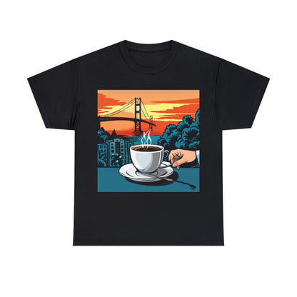Golden Gate Bridge....and Coffee.......Unisex Heavy Cotton Tee