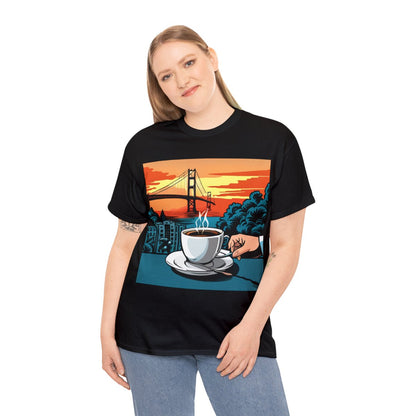 Golden Gate Bridge....and Coffee.......Unisex Heavy Cotton Tee