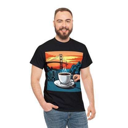 Golden Gate Bridge....and Coffee.......Unisex Heavy Cotton Tee