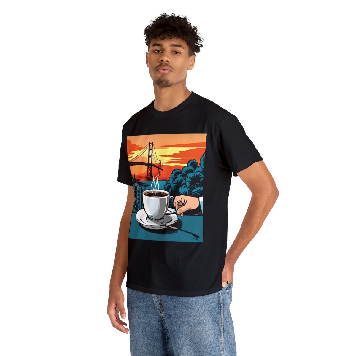 Golden Gate Bridge....and Coffee.......Unisex Heavy Cotton Tee