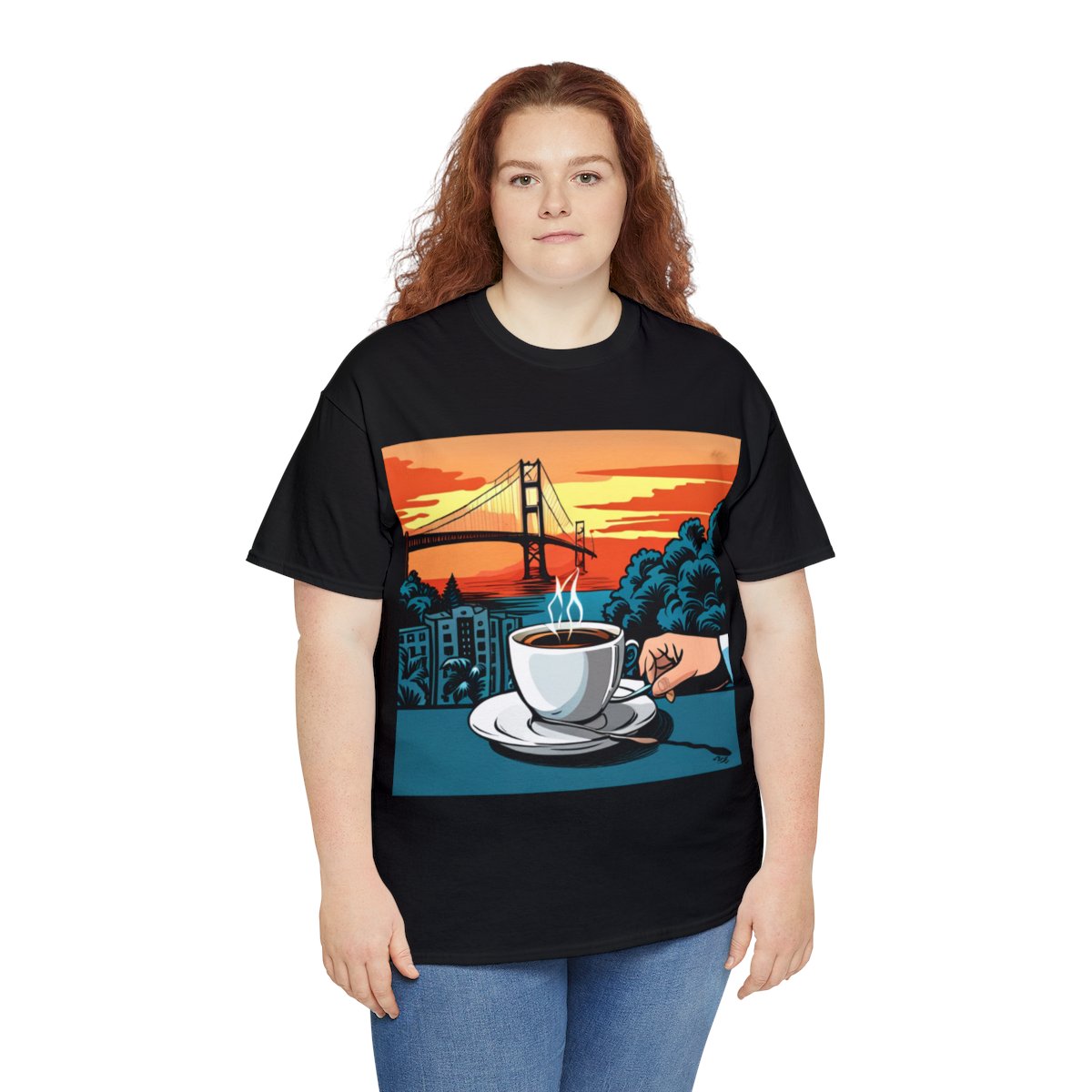 Golden Gate Bridge....and Coffee.......Unisex Heavy Cotton Tee