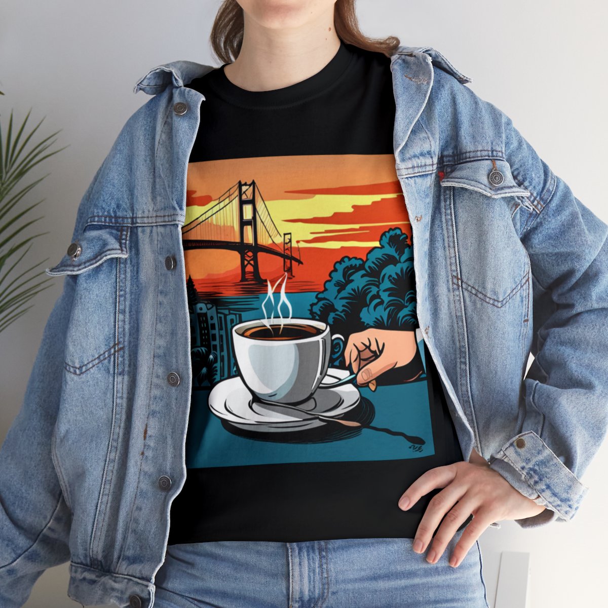 Golden Gate Bridge....and Coffee.......Unisex Heavy Cotton Tee