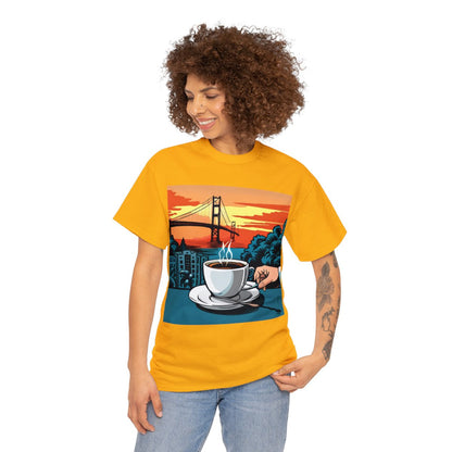Golden Gate Bridge....and Coffee.......Unisex Heavy Cotton Tee