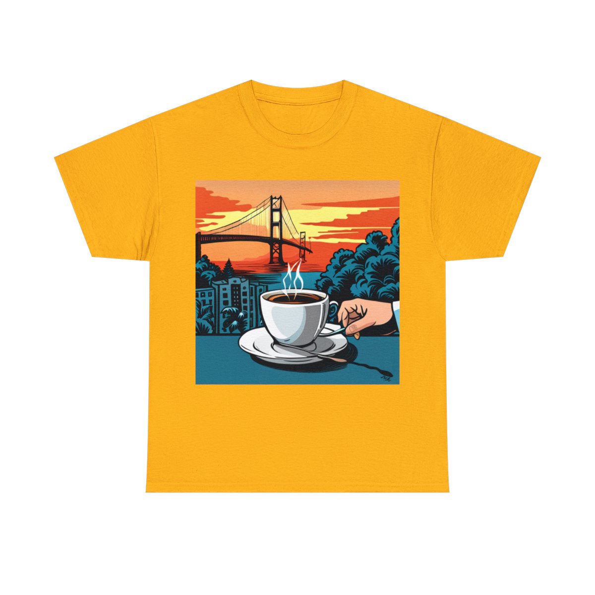 Golden Gate Bridge....and Coffee.......Unisex Heavy Cotton Tee