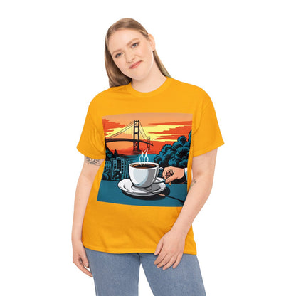 Golden Gate Bridge....and Coffee.......Unisex Heavy Cotton Tee