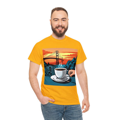Golden Gate Bridge....and Coffee.......Unisex Heavy Cotton Tee