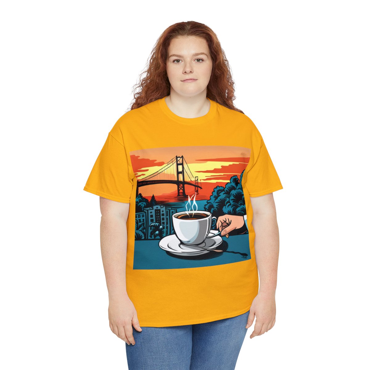 Golden Gate Bridge....and Coffee.......Unisex Heavy Cotton Tee
