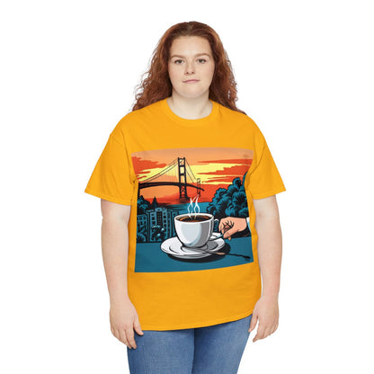 Golden Gate Bridge....and Coffee.......Unisex Heavy Cotton Tee