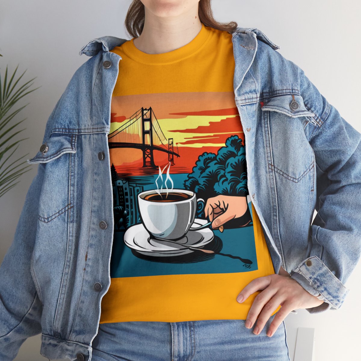 Golden Gate Bridge....and Coffee.......Unisex Heavy Cotton Tee