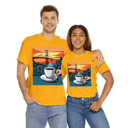 Golden Gate Bridge....and Coffee.......Unisex Heavy Cotton Tee