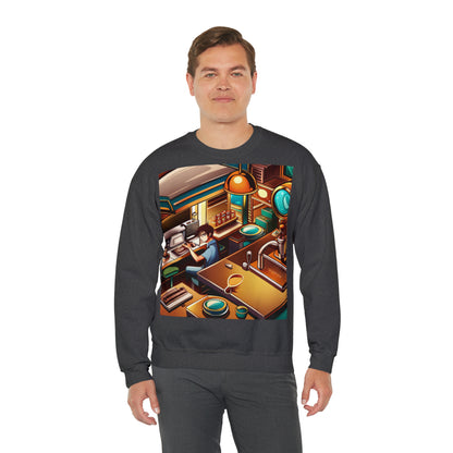 Comic Vintage Barista, Unisex Heavy Blend™ Crewneck Sweatshirt