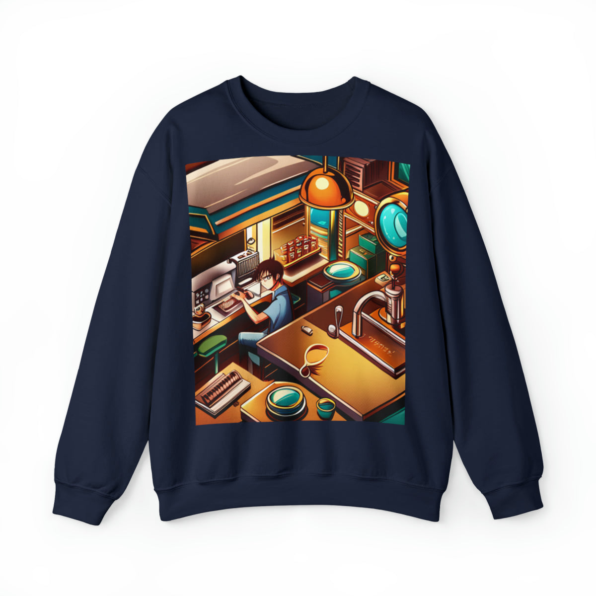 Comic Vintage Barista, Unisex Heavy Blend™ Crewneck Sweatshirt