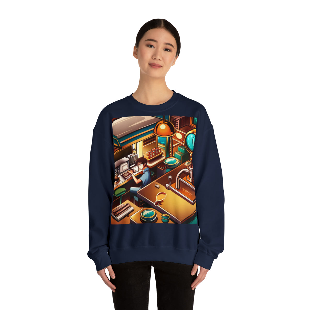 Comic Vintage Barista, Unisex Heavy Blend™ Crewneck Sweatshirt