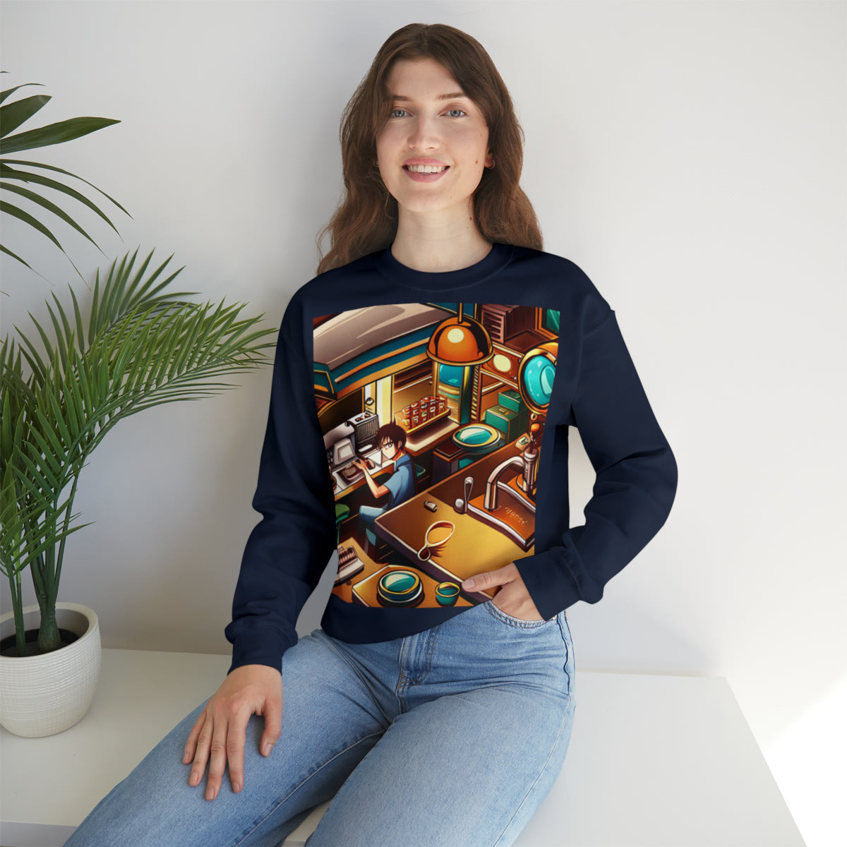 Comic Vintage Barista, Unisex Heavy Blend™ Crewneck Sweatshirt