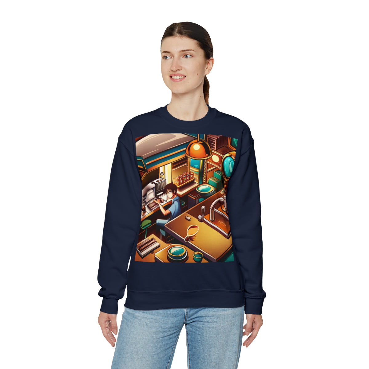 Comic Vintage Barista, Unisex Heavy Blend™ Crewneck Sweatshirt