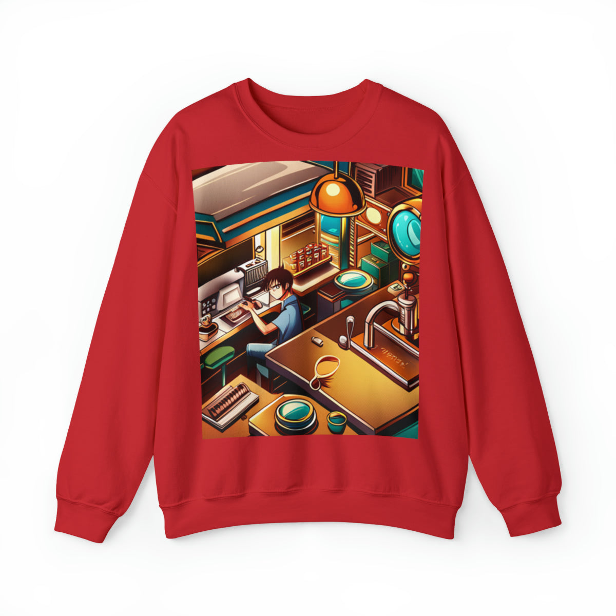 Comic Vintage Barista, Unisex Heavy Blend™ Crewneck Sweatshirt