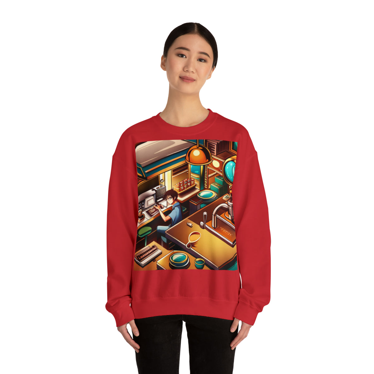 Comic Vintage Barista, Unisex Heavy Blend™ Crewneck Sweatshirt