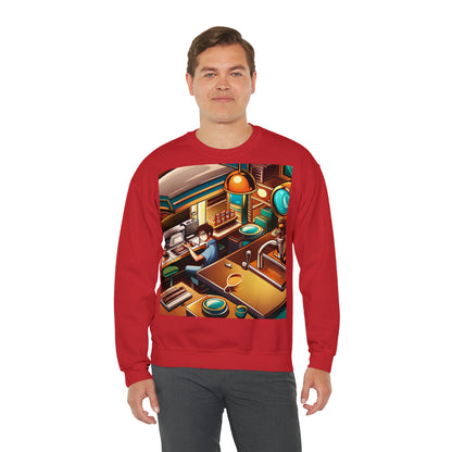 Comic Vintage Barista, Unisex Heavy Blend™ Crewneck Sweatshirt