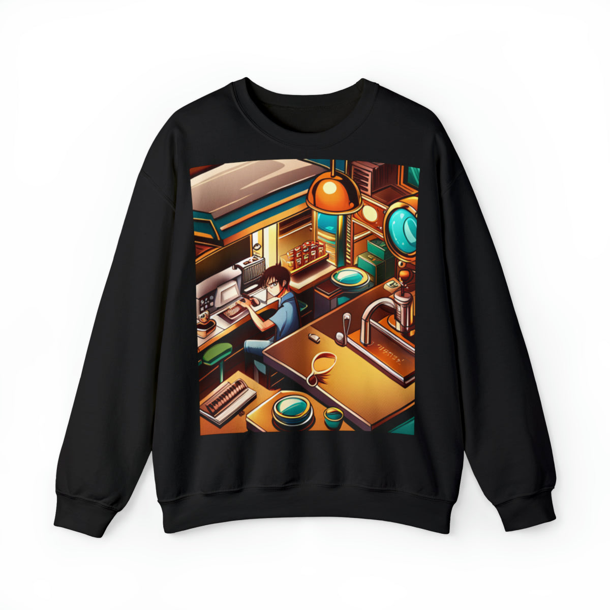 Comic Vintage Barista, Unisex Heavy Blend™ Crewneck Sweatshirt