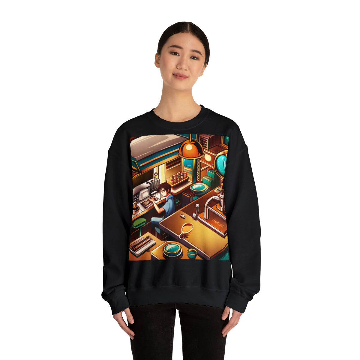 Comic Vintage Barista, Unisex Heavy Blend™ Crewneck Sweatshirt