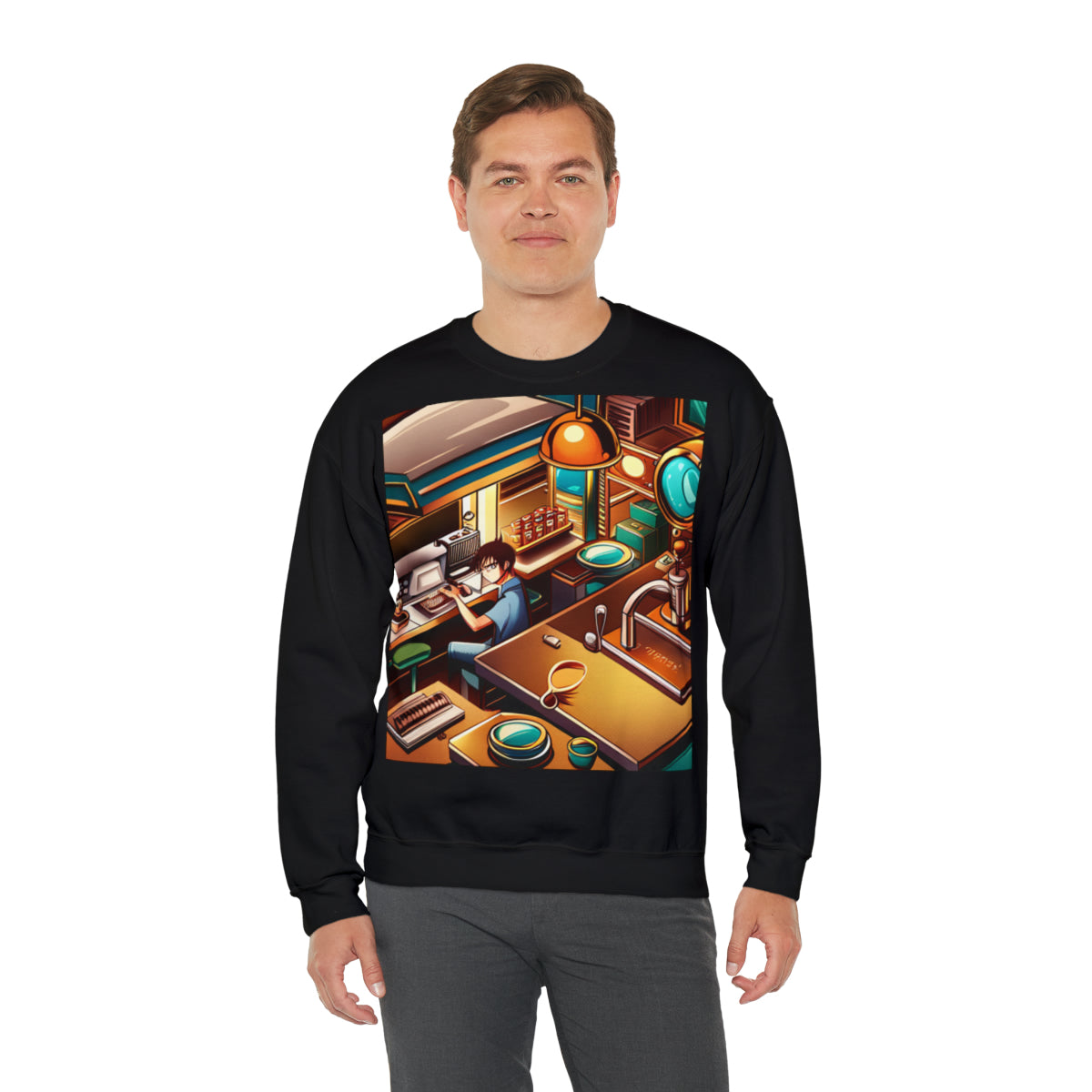 Comic Vintage Barista, Unisex Heavy Blend™ Crewneck Sweatshirt