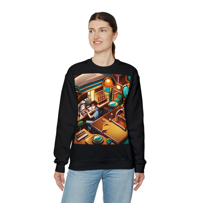 Comic Vintage Barista, Unisex Heavy Blend™ Crewneck Sweatshirt