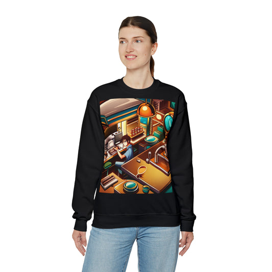 Comic Vintage Barista, Unisex Heavy Blend™ Crewneck Sweatshirt