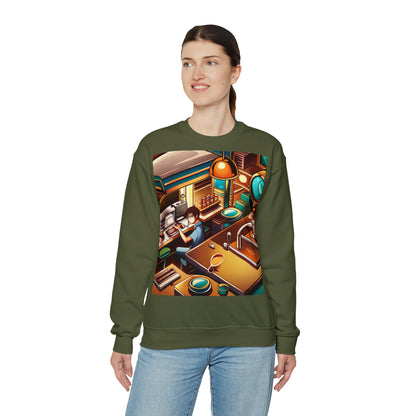 Comic Vintage Barista, Unisex Heavy Blend™ Crewneck Sweatshirt