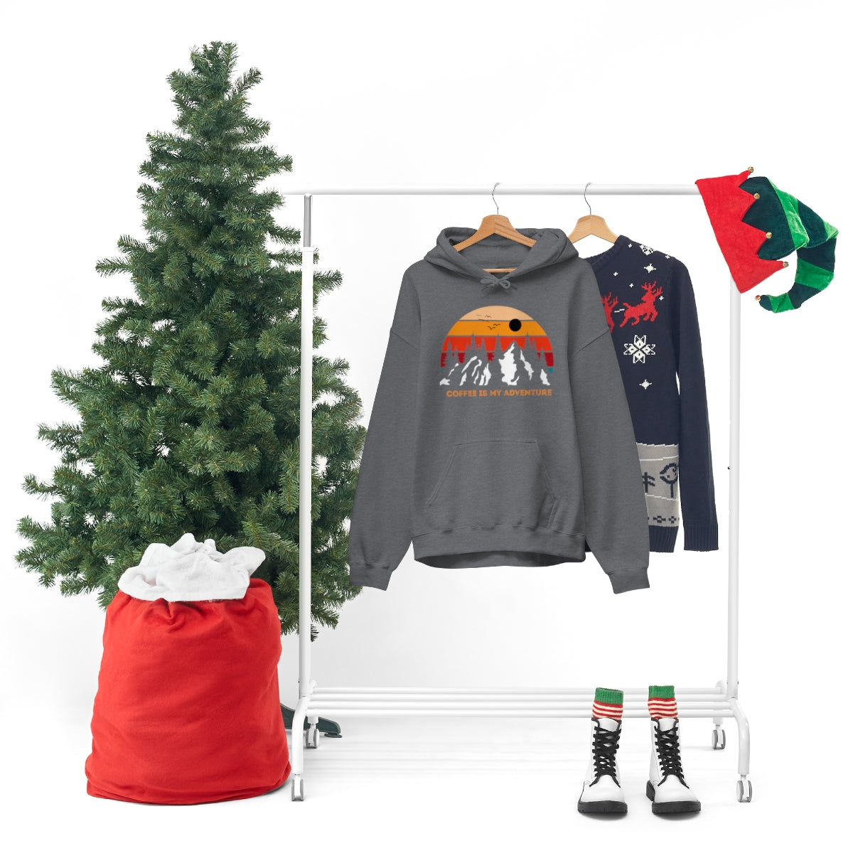 Adventure meets Coffee Hoodie: Unisex Heavy Blend Hooded Sweatshirt