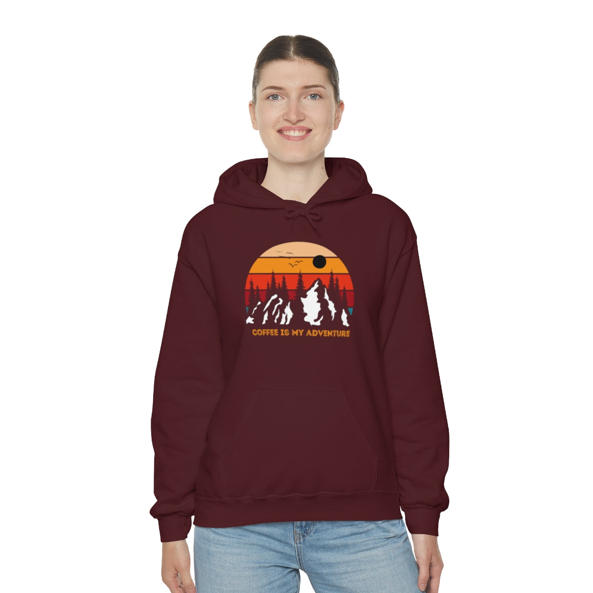 Adventure meets Coffee Hoodie: Unisex Heavy Blend Hooded Sweatshirt
