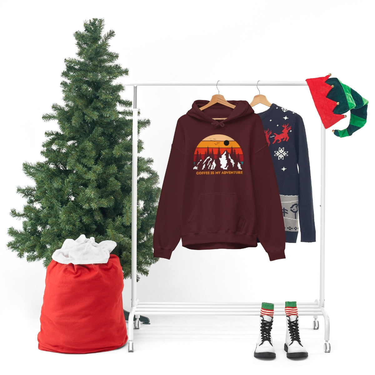 Adventure meets Coffee Hoodie: Unisex Heavy Blend Hooded Sweatshirt