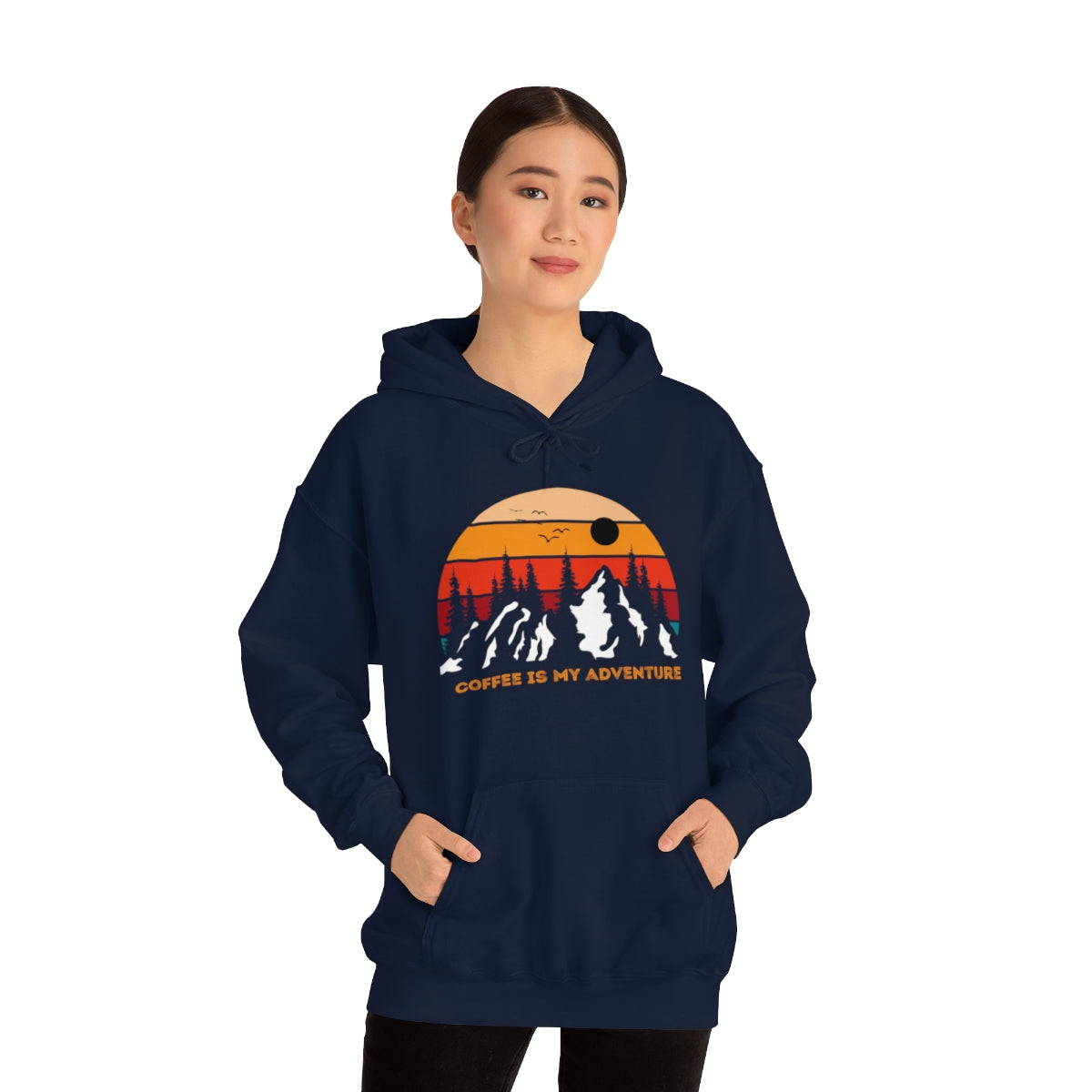 Adventure meets Coffee Hoodie: Unisex Heavy Blend Hooded Sweatshirt