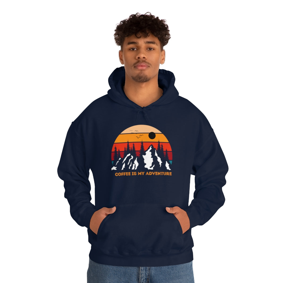 Adventure meets Coffee Hoodie: Unisex Heavy Blend Hooded Sweatshirt