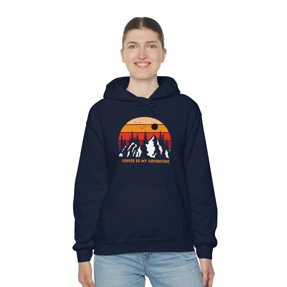 Adventure meets Coffee Hoodie: Unisex Heavy Blend Hooded Sweatshirt