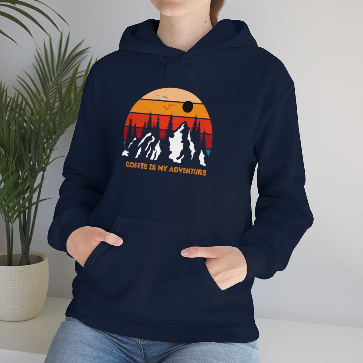 Adventure meets Coffee Hoodie: Unisex Heavy Blend Hooded Sweatshirt